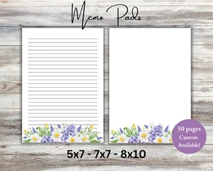 Purple Floral Note Pads, Writing Pads, Cute Notepad, Office Gift Idea - Picture 1 of 3