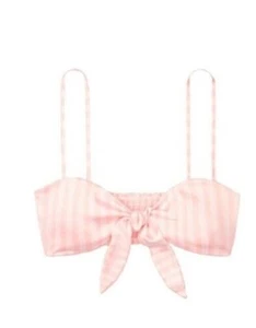 VICTORIA'S SECRET UNLINED FRONT TIE SATIN BANDEAU BRALETTE WIRELESS BRA NWT - Picture 1 of 7