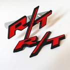 2X OEM For RT Front Grill Emblem Black Red R/T Trunk Rear Stickers Car Badges