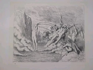 1868 Antique Engraving Print Gustave Dore Dante's Inferno 14.5 x 11" Gothic p46 - Picture 1 of 3