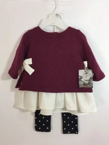 Jillian’s Closet  Long Sleeve Sweater & Polka Dot Leggings Sz 3/6 M Gift Holiday - Picture 1 of 4
