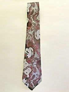 Vintage Men's Necktie Tie Cervantes Walt Disney Mickey Mouse Maroon & Gray - Picture 1 of 2