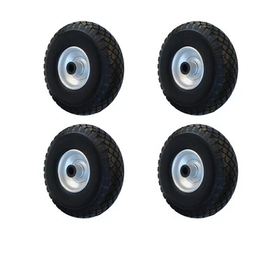 STRICKER-ROLLEN 4 x PU Schwarz Sackkarrenrad Pannensicheres Rad 260x85 mm Nabe 75 mm B - 20 mm
