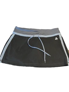 Old Navy Skort Womens M 32”Black Gray Mini Drawstring Athletic Stripe Zip Pocket - Picture 1 of 4