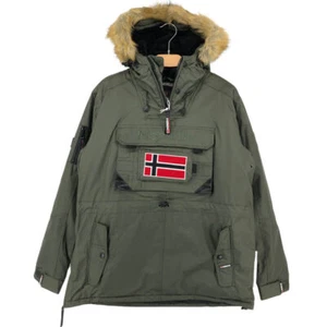 Geographical Norway Beco Rol 13 Kaki Anorak Giacca Mantello Parka Taglia L - Foto 1 di 12