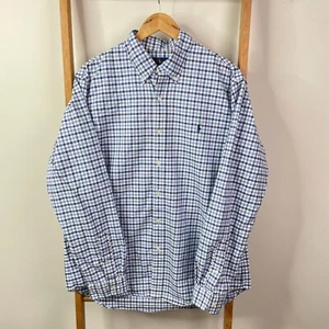 Ralph Lauren Button Down Shirt Men Extra Large Blue White Checkered Classic Fit - Picture 1 of 11