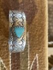 Beautiful Navajo Hand Stamped Sleeping Beauty Turquoise 925 Bracelet Signed