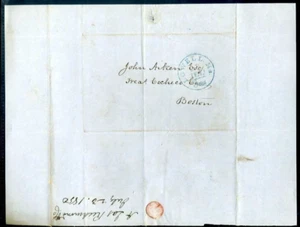 blue Lowell, Ms, 5cts. 1850 folded cover to Boston - Picture 1 of 2