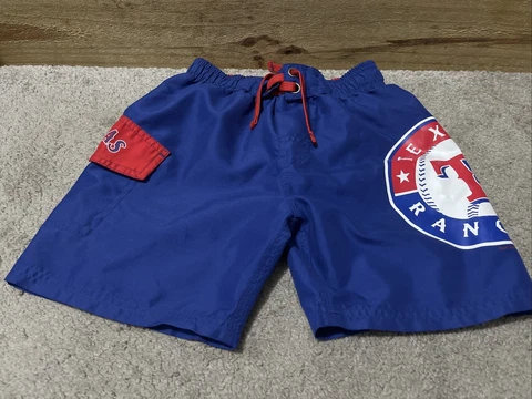 Texas Rangers Swim Trunks Boys 4 Blue Board Shorts Lined MLB Baseball Cover