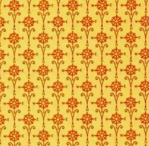 Mary Engelbreit Fabric Yellow Compass Rose TRAVEL Scenic Route Quilt BTHY - Picture 1 of 3