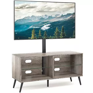 Wood Corner TV Stand Swivel Mount Height Adjustable for 32 50 55 60 65in TVs - Picture 1 of 8