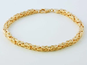 Pulsera de cadena bizantina de oro macizo amarillo de 14 quilates de 12,30 gm para hombre y mujer de 8" 3 mm - Imagen 1 de 3