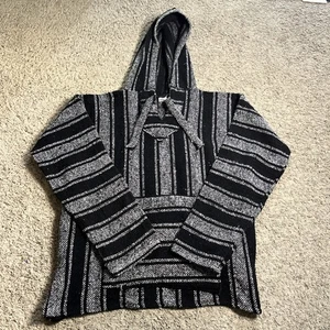 Vel-Mex Baja Pullover Hoodie Sweater Black & White Mens Size XXL or 2XL Skater - Picture 1 of 7