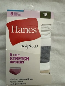 NEW Hanes Hipsters Underwear Girl Size 16 Panties 5 Pack Hanes Panties Hipsters - Picture 1 of 5