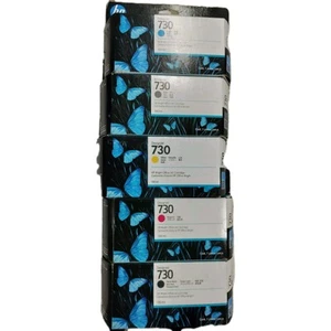 Oryginalny zestaw HP 730 (5) P2V62A-63A-64A-65A-67A 130ml Darmowa wysyłka exp.2024/2025 - Zdjęcie 1 z 2