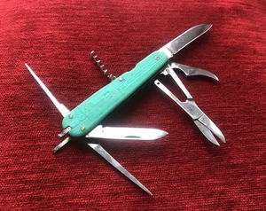 Vintage Folding knife Vorsma Multitool 9 functions Turquoise Olympics 80 USSR - Picture 1 of 14