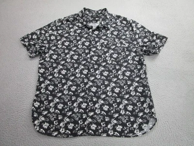 Vince Shirt Mens 2XL Black White Floral Linen Viscose Classic Fit Short Sleeve - Image 1 of 4