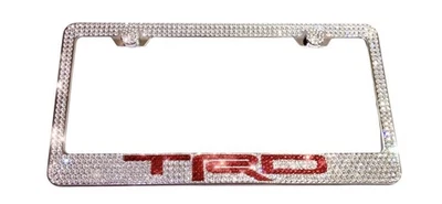 Soporte de marco de matrícula cristalizado TRD Toyota rojo sobre cristales transparentes con tapas Foto 1 de 3