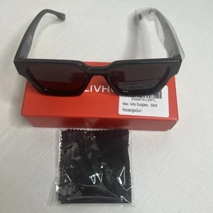 Livho Black Retro Rectangular Sunglasses with Dark Lenses Unisex Style UV400 - Picture 1 of 7