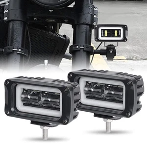 2PC 4in LED Work Light Bar Driving Angel Eye White Halo Offroad Pods Fog SUV ATV - Picture 1 of 10
