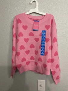 Zunie Girl Heart Sweater Pink W/Pink Hearts Girls Size 10/12 NWT - Picture 1 of 3