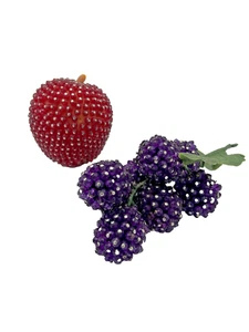 Vintage Mid Century Push Pin Beaded Faux Fruit Decor Grapes & Apple  MCM - Picture 1 of 8