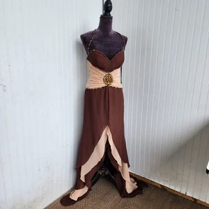 Abito vestito con perline Riva Designs nuovo con etichette ciao basso perline Halter donna marrone caffè 12 - Foto 1 di 14