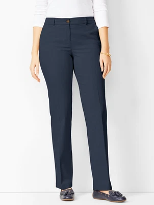 NUEVO CON ETIQUETAS TALBOTS $90 Pantalones Chinos de Pierna Recta de Algodón Elástico Calce Curvilíneo Azul Marino Talla 6P Foto 1 de 4