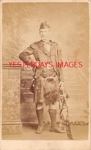 Highland Piper Man Stuart Brothers London Victorian CDV Card Photograph (B098) - Picture 1 of 3