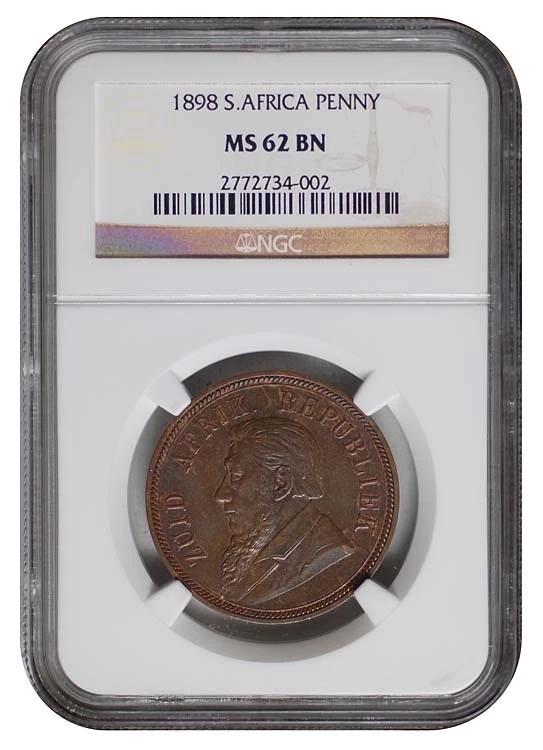 South Africa ZAR NGC Graded 1898 Kruger Penny MS 62 Bn - Image 1 of 2