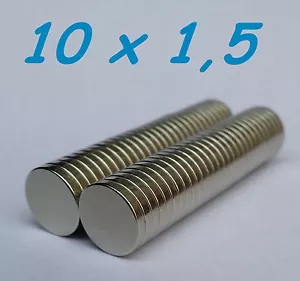 5 MAGNETI NEODIMIO 10X1,5 MM CALAMITA POTENTE FIMO CERAMICA MAGNETE CALAMITE - Picture 1 of 1
