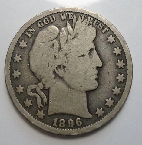 Choice VG Very good RARE 1896 O Barber silver 50C half dollar FREE shipping! Cover