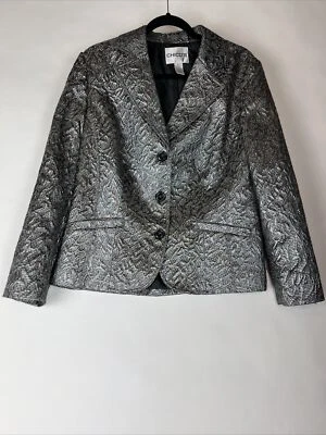 Chaqueta Blazer Para Mujer Chico's Plateada Mezcla Lana Forrada Talla Chico's 2 Foto 1 de 3