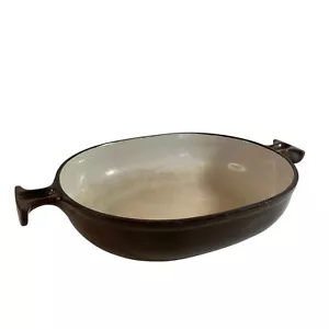 Piatto Ovale Vintage Le Creuset Marrone #21 Enzo Mari La Mama Ghisa Smaltata - Foto 1 di 9