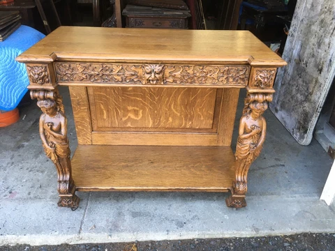 R. J. HORNER CARVED FIGURAL LADY OAK SERVER Cover