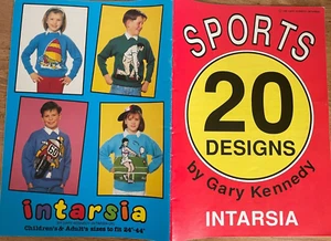 KNITTING PATTERN 20 sports jumper designs intarsia Gary Kennedy football cricket - Picture 1 of 24