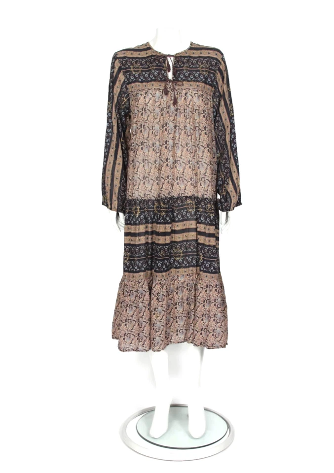 De Colección Caftán Años 70 Estilo Indio Algodón Estampado Floral Manga Larga Midi Kaiser talla L/388 Foto 1 de 4