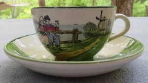 Antik GS ZELL Tasse und Untertasse Set B Holland Dutch Scenes Germany handbemalt - Bild 1 von 6