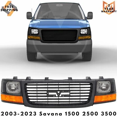 Front Grille Assembly & Headlight Kit For 2003-2023 GMC Savana 1500 2500 3500 Foto 1 de 4