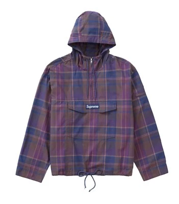 Supreme- Cotton Utility Anorak Jacket Plaid Purple Size XL SS24 Brand New Sealed - Image 1 of 4