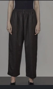 New Eskandar Size 3 Brown Heavyweight Wide Leg Linen Pants w/ Pockets - Picture 1 of 4