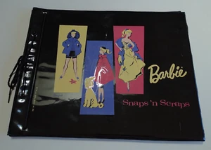 VINTAGE 1960'S BARBIE SNAPS 'N SCRAPS BLACK VINYL SCRAPBOOK - Picture 1 of 12