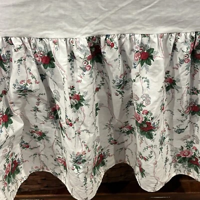 Vintage Ralph Lauren King Blaine Floral Bedskirt Dust Ruffle Cottage, Pink Blue - Image 1 of 4
