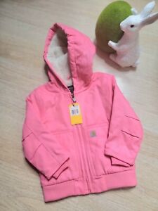 Carhartt Toddler Girl Pink Lemonade Canvas Insulated Hooded Active Jacket 3T NWT