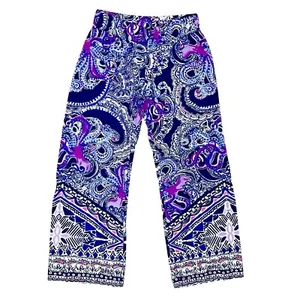 Pantaloni Lilly Pulitzer Bal Harbour Palazzo Paisley Multicolore Pull On XXS Nuovi senza etichette - Foto 1 di 11