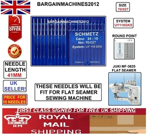 UY118GKS JUKI MF-3620 FLAT SEAMER SIZE:70/027 INDUSTRIAL SEWING MACHINE NEEDLES - Picture 1 of 3