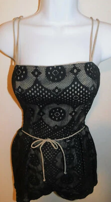 1950s Black Lace 1 Pc Swimsuit Bathing Suit XS S 2 4 Rose Marie Reid - Image 1 of 4