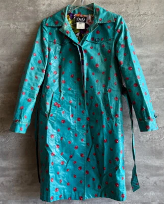Abrigo de lluvia vintage D&G Dolce & Gabbana FW2000 turquesa Ladybug 38 Italia Foto 1 de 4
