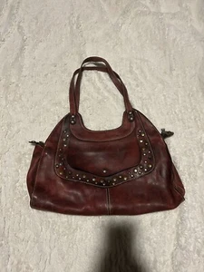 Patricia Nash Red Italian Leather Ergo Satchel Shoulder Purse Studded Handbag - Picture 1 of 11
