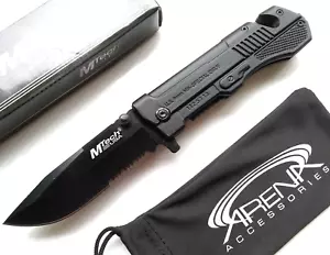 MTECH Serrated Blade M9 Pistol Gun Style Pocket Knife Flipper EDC Spring Assist - Picture 1 of 4